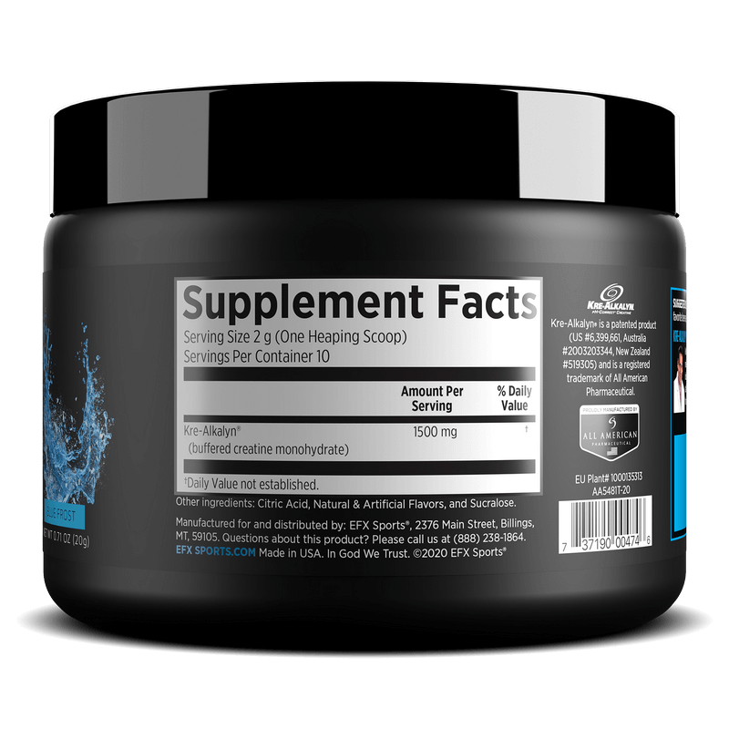 Kre-Alkalyn Powder 20g Blue Frost Supplement Facts