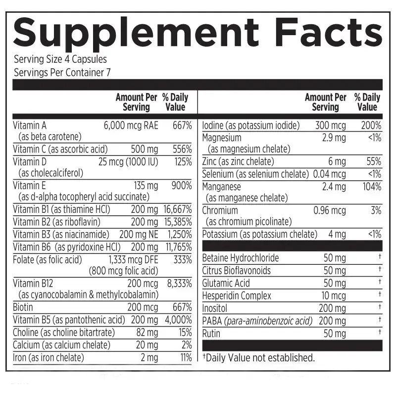 EFX Sports VitaDrive Supplement Facts